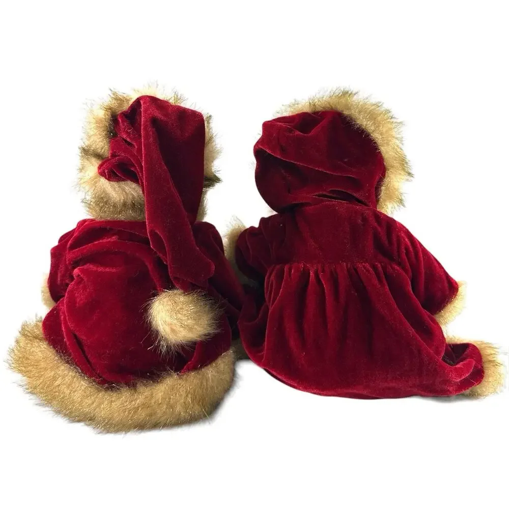 Tender Hearted Collectibles 12” Christmas Teddy Bear Pair Plush Holiday Decor